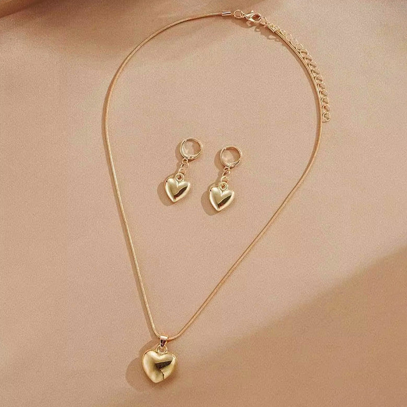 Gold-Plated Anti Tarnish Heart Themed Jewellery Set