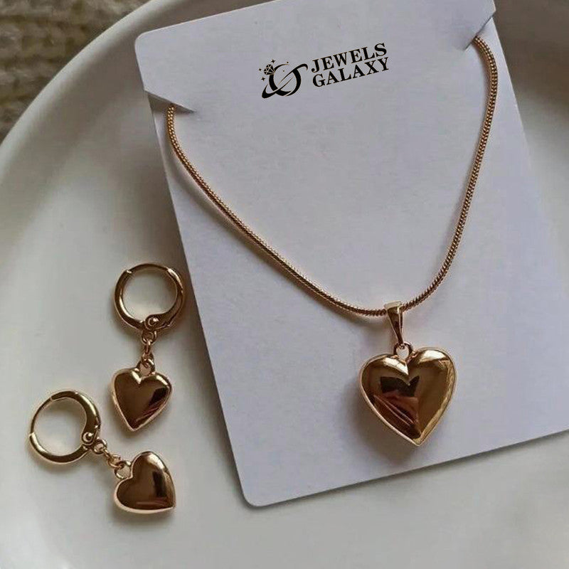 Gold-Plated Anti Tarnish Heart Themed Jewellery Set