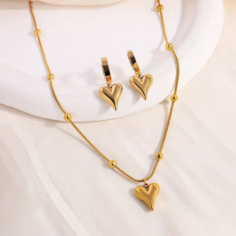 Gold-Plated Anti Tarnish Heart Themed Jewellery Set