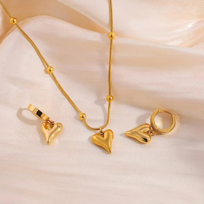 Gold-Plated Anti Tarnish Heart Themed Jewellery Set