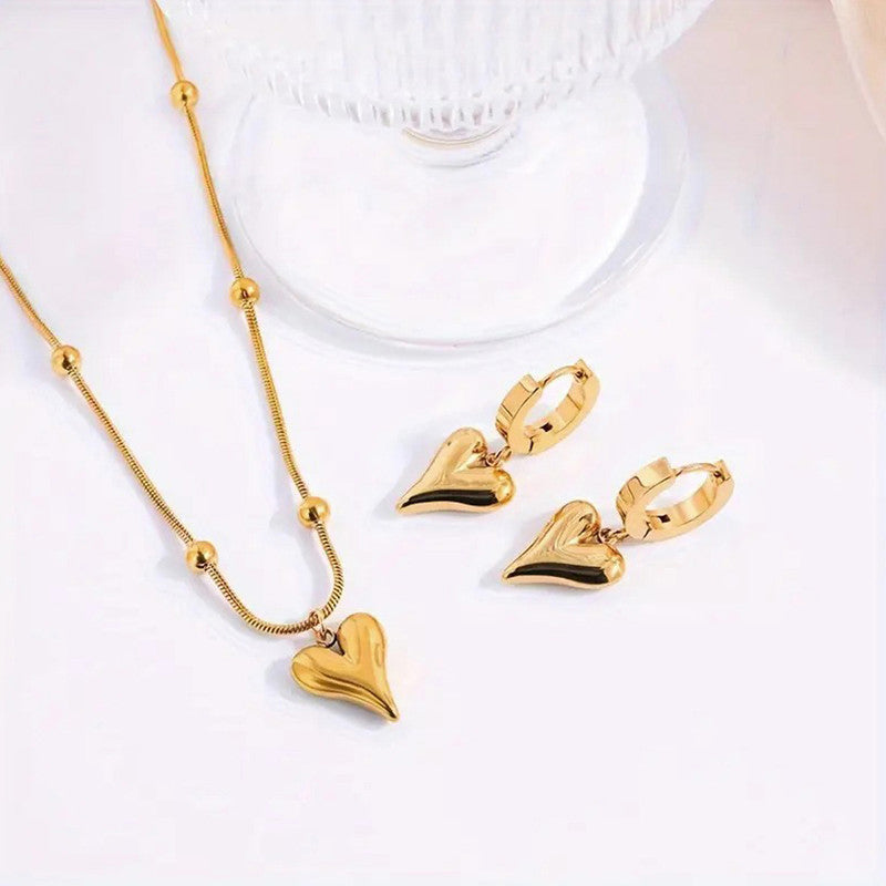 Gold-Plated Anti Tarnish Heart Themed Jewellery Set