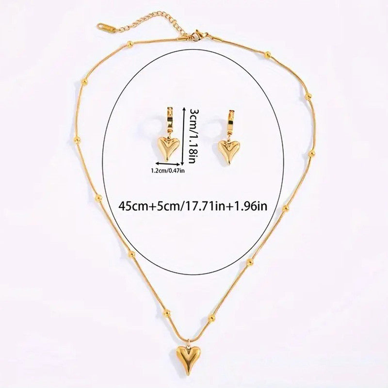 Gold-Plated Anti Tarnish Heart Themed Jewellery Set