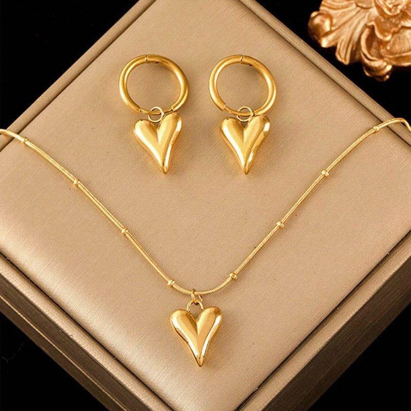 Gold-Plated Anti Tarnish Heart Themed Jewellery Set