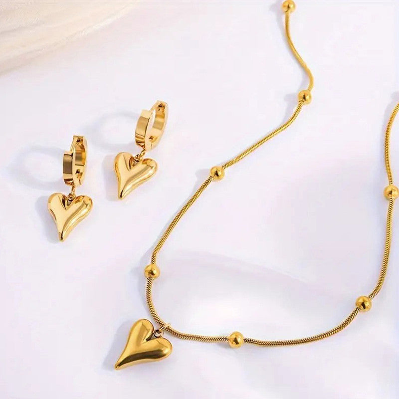 Gold-Plated Anti Tarnish Heart Themed Jewellery Set