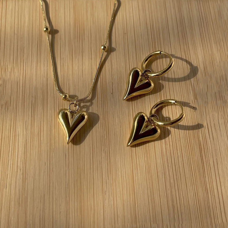 Gold-Plated Anti Tarnish Heart Themed Jewellery Set