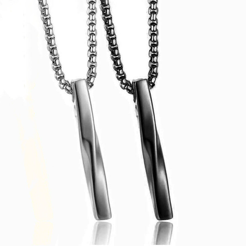 Black Silver Plated Stainless Steel Anti Tarnish Twisted Bar Shaped Pendant (Pack of 2)