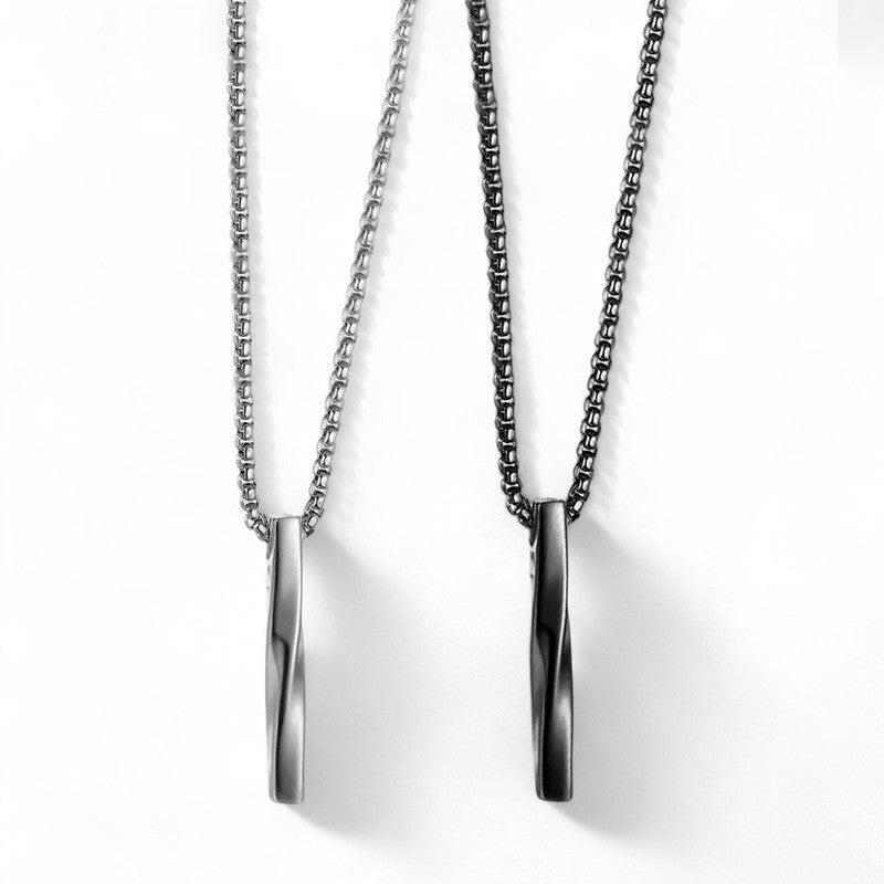 Black Silver Plated Stainless Steel Anti Tarnish Twisted Bar Shaped Pendant (Pack of 2)