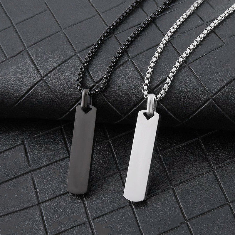 Silver Plated Stainless Steel Anti Tarnish Rectangular Hip Hop Party Pendant (Pack of 2)