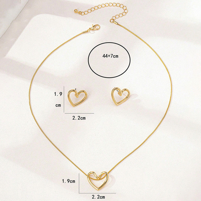 Gold Plated Anti Tarnish Heart Themed Pendant Set
