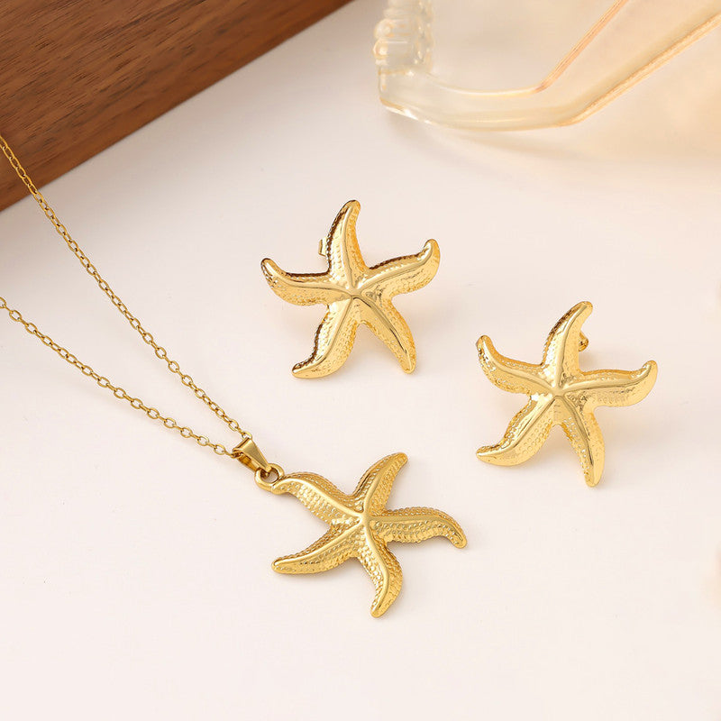 Gold Plated Anti Tarnish Star Themed Jewellery Set For Girls Women