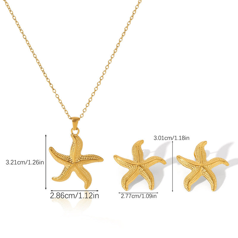 Gold Plated Anti Tarnish Star Themed Jewellery Set For Girls Women