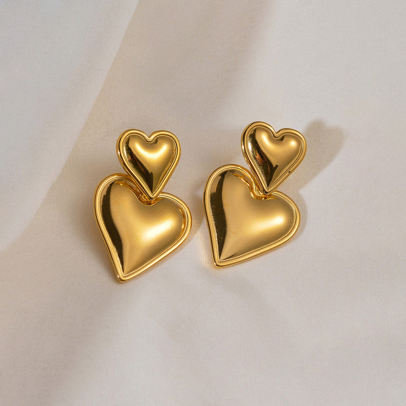 Gold Plated Anti Tarnish Heart Themed Earrings