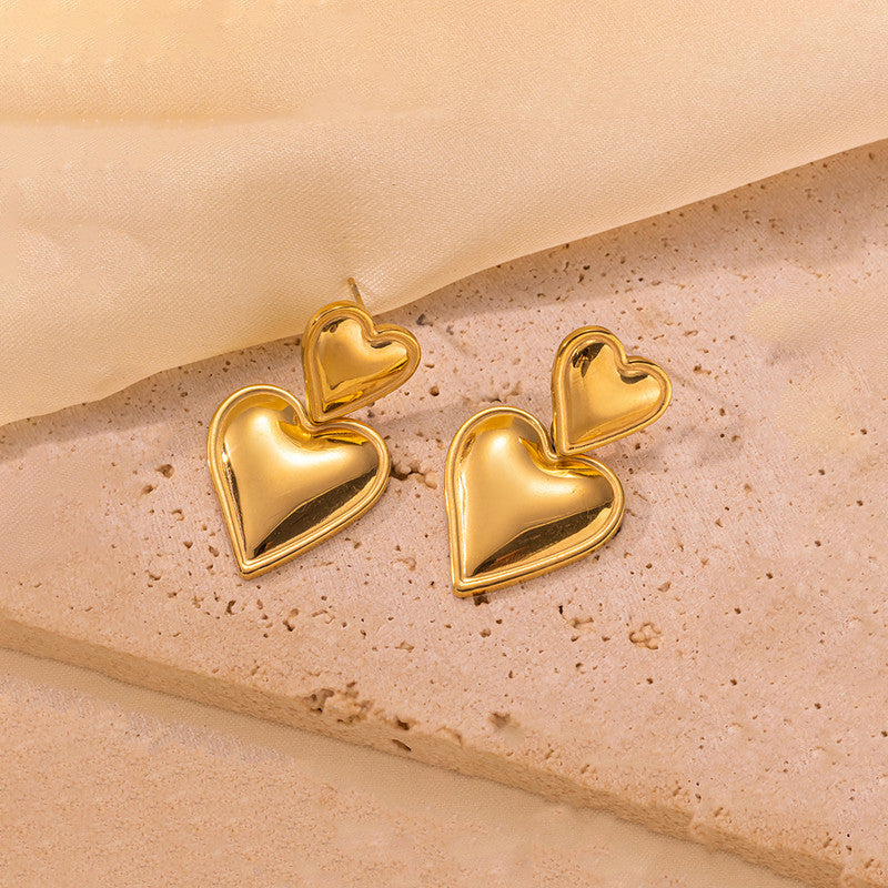 Gold Plated Anti Tarnish Heart Themed Earrings