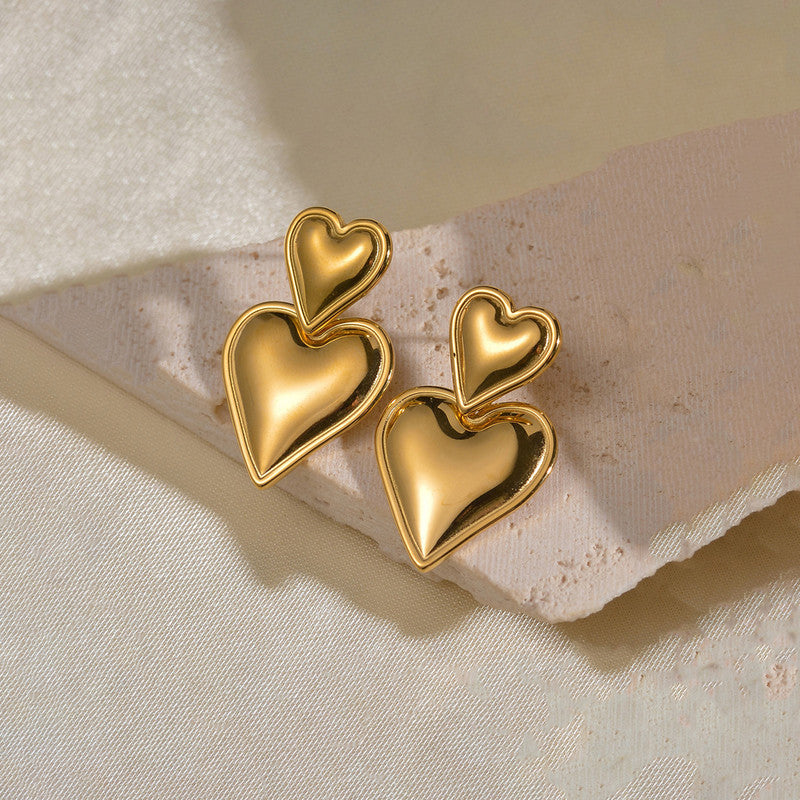 Gold Plated Anti Tarnish Heart Themed Earrings