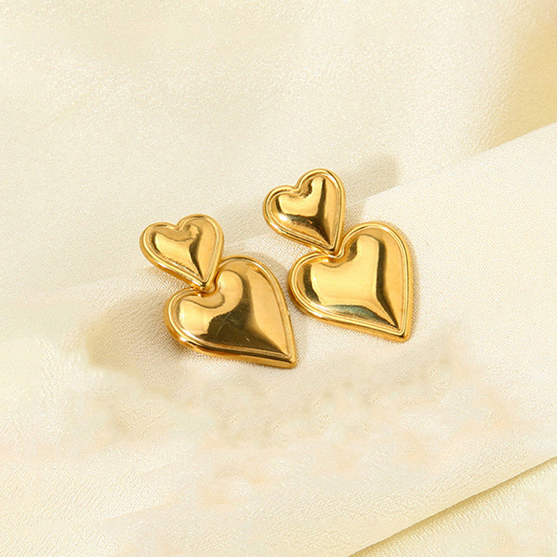 Gold Plated Anti Tarnish Heart Themed Earrings