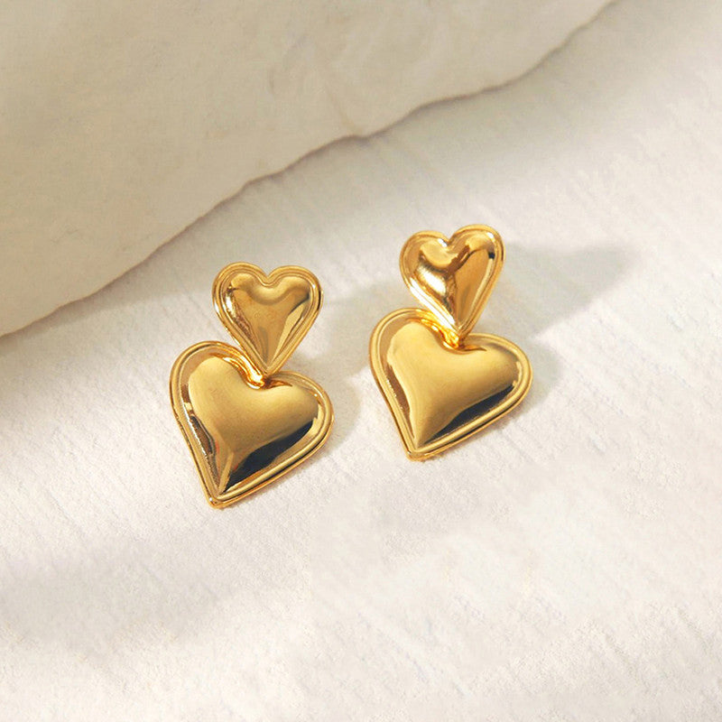 Gold Plated Anti Tarnish Heart Themed Earrings