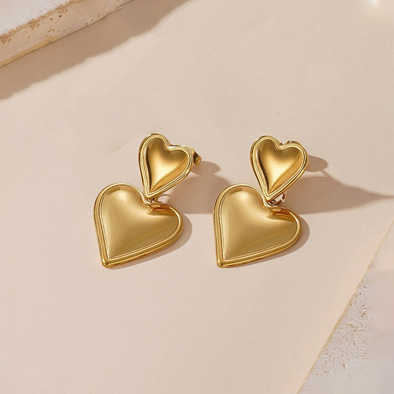 Gold Plated Anti Tarnish Heart Themed Earrings