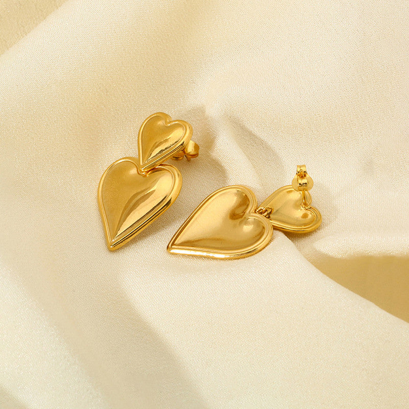 Gold Plated Anti Tarnish Heart Themed Earrings