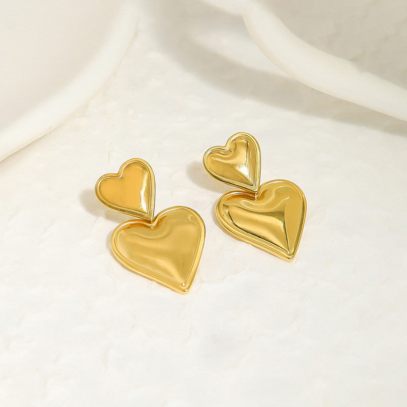 Gold Plated Anti Tarnish Heart Themed Earrings