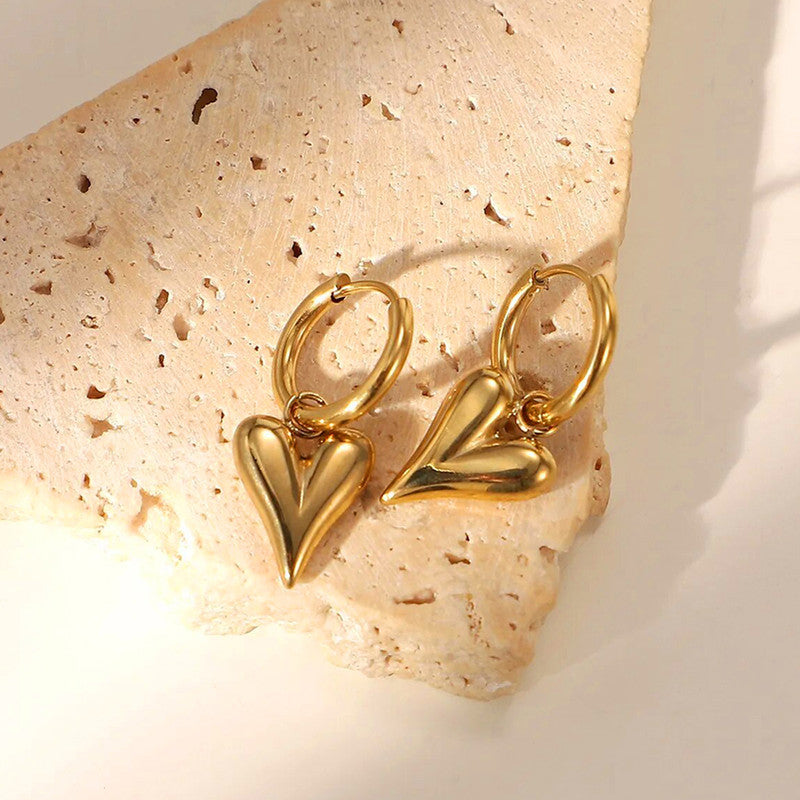 Gold Plated Anti Tarnish Heart Themed Earrings