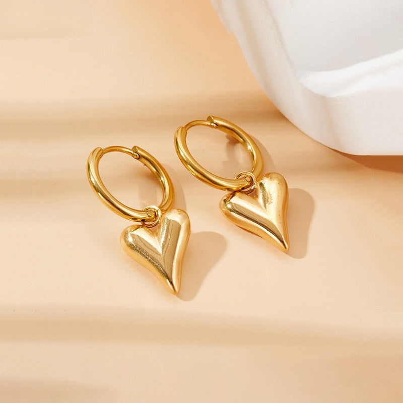 Gold Plated Anti Tarnish Heart Themed Earrings