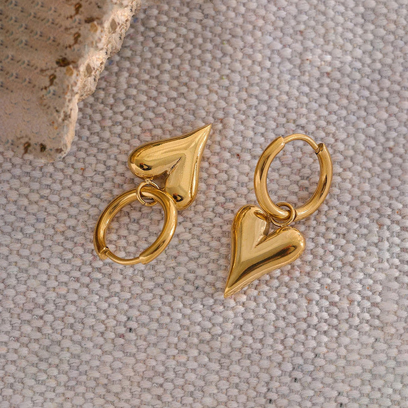 Gold Plated Anti Tarnish Heart Themed Earrings