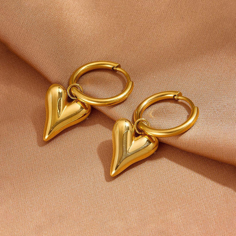 Gold Plated Anti Tarnish Heart Themed Earrings