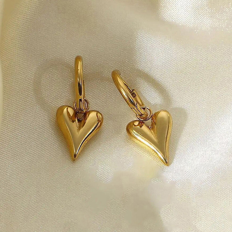 Gold Plated Anti Tarnish Heart Themed Earrings