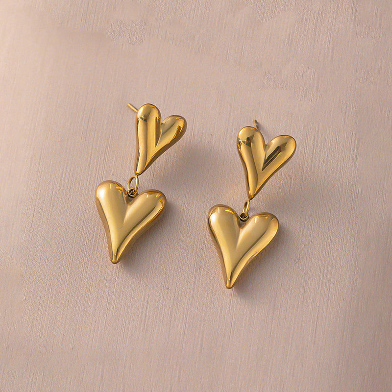 Gold Plated Anti Tarnish Heart Themed Earrings