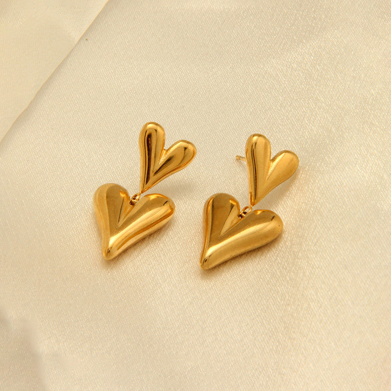 Gold Plated Anti Tarnish Heart Themed Earrings