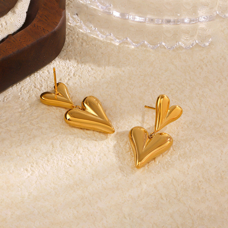 Gold Plated Anti Tarnish Heart Themed Earrings