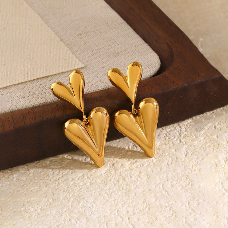 Gold Plated Anti Tarnish Heart Themed Earrings