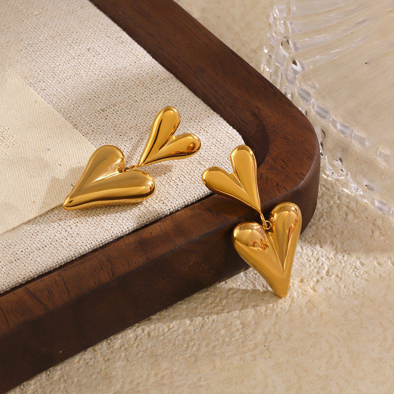 Gold Plated Anti Tarnish Heart Themed Earrings