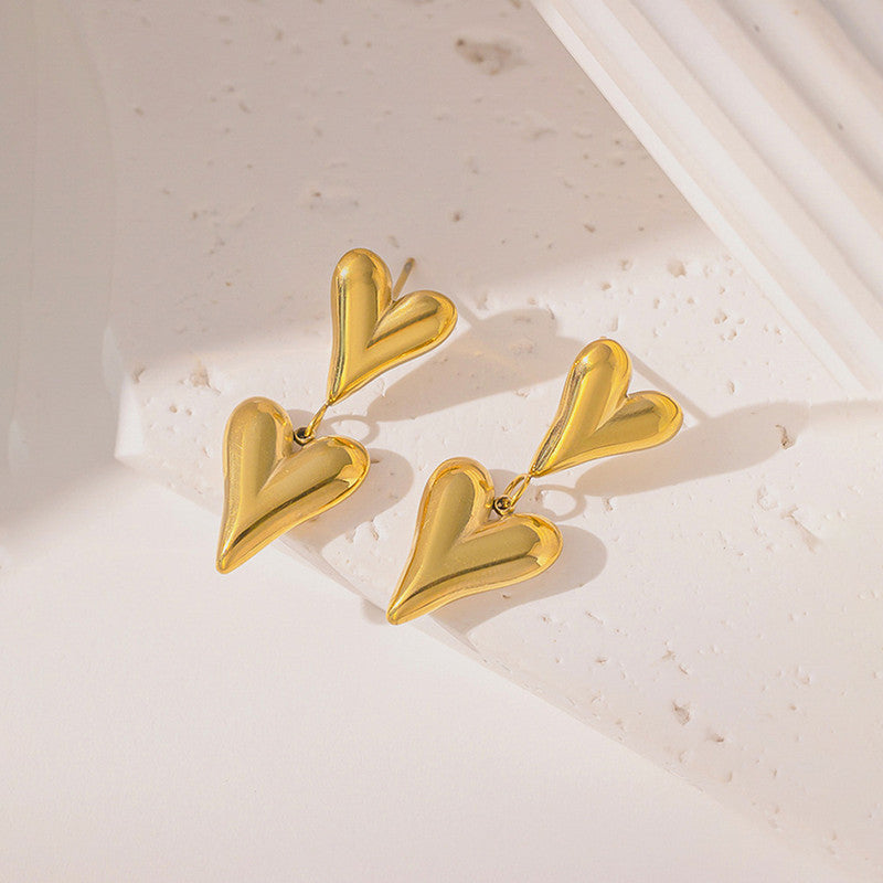 Gold Plated Anti Tarnish Heart Themed Earrings