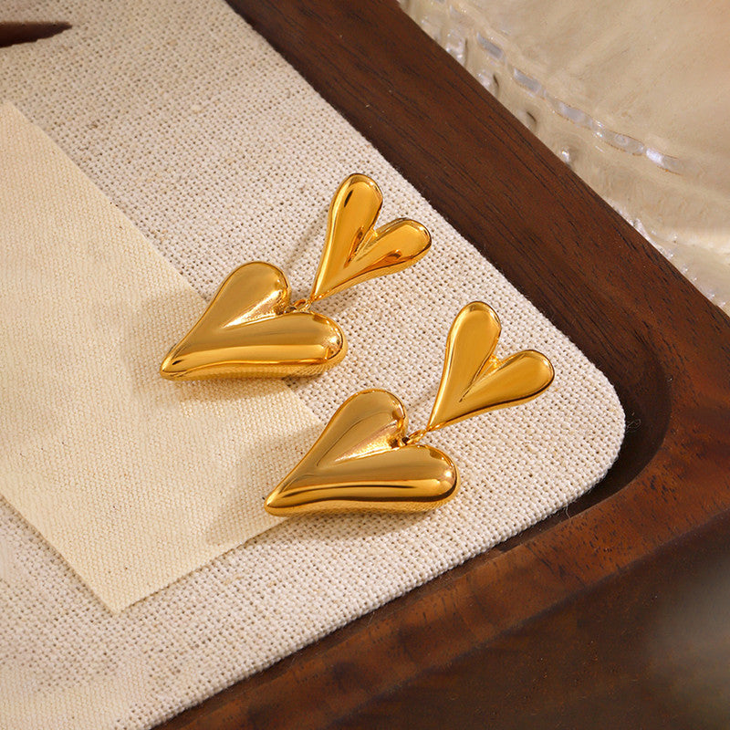 Gold Plated Anti Tarnish Heart Themed Earrings