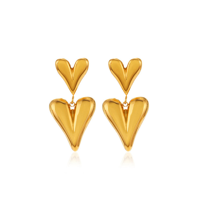 Gold Plated Anti Tarnish Heart Themed Earrings