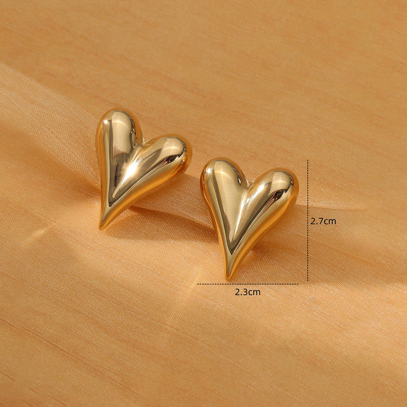 Gold Plated Anti Tarnish Heart Themed Earrings