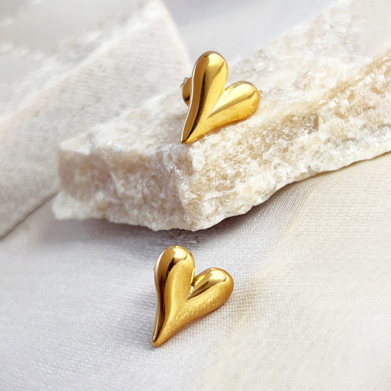 Gold Plated Anti Tarnish Heart Themed Earrings