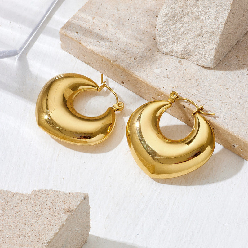 Gold Plated Anti Tarnish Chunky Statement Hoop Earrings