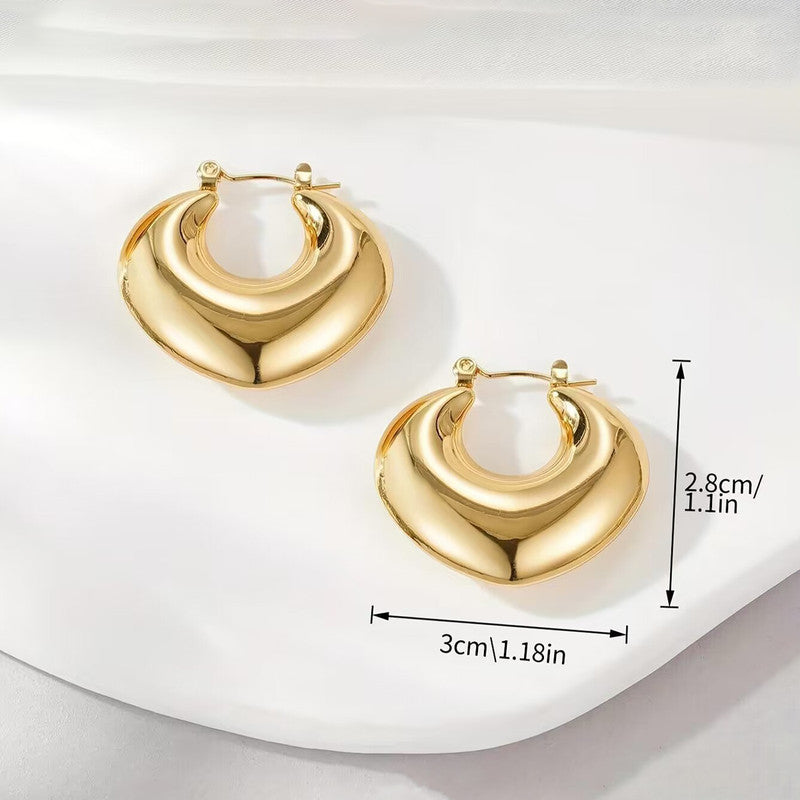 Gold Plated Anti Tarnish Chunky Statement Hoop Earrings