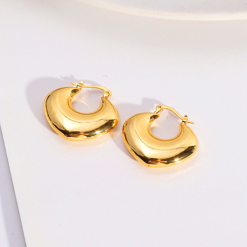 Gold Plated Anti Tarnish Chunky Statement Hoop Earrings