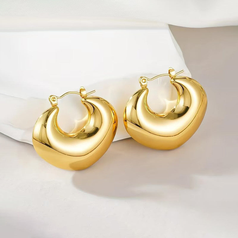 Gold Plated Anti Tarnish Chunky Statement Hoop Earrings