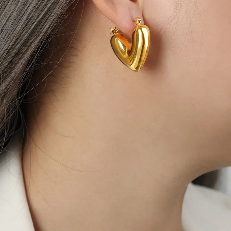 Gold Plated Anti Tarnish Heart Themed Earrings