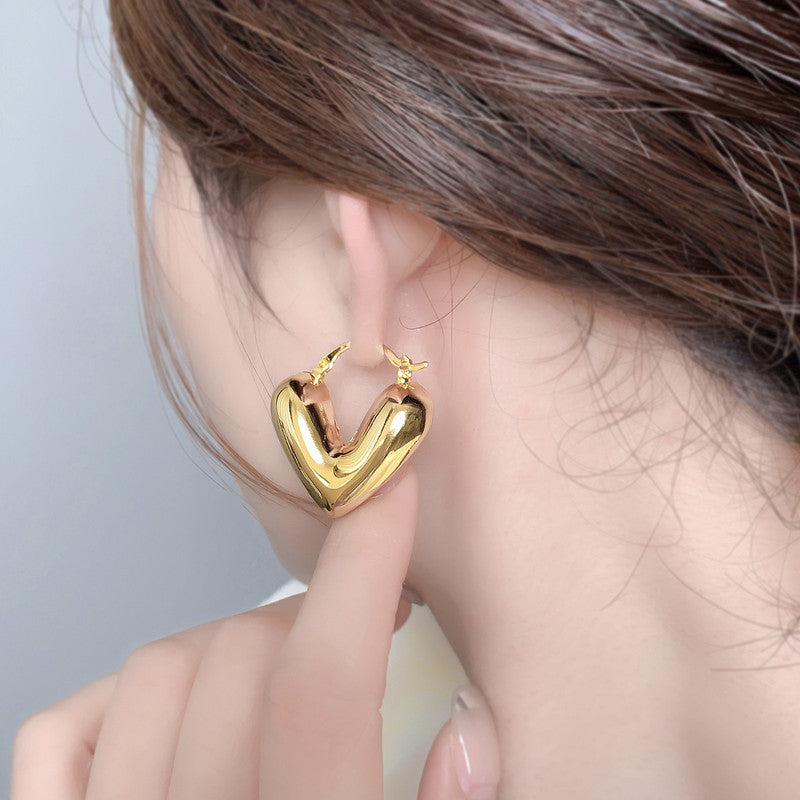 Gold Plated Anti Tarnish Heart Themed Earrings