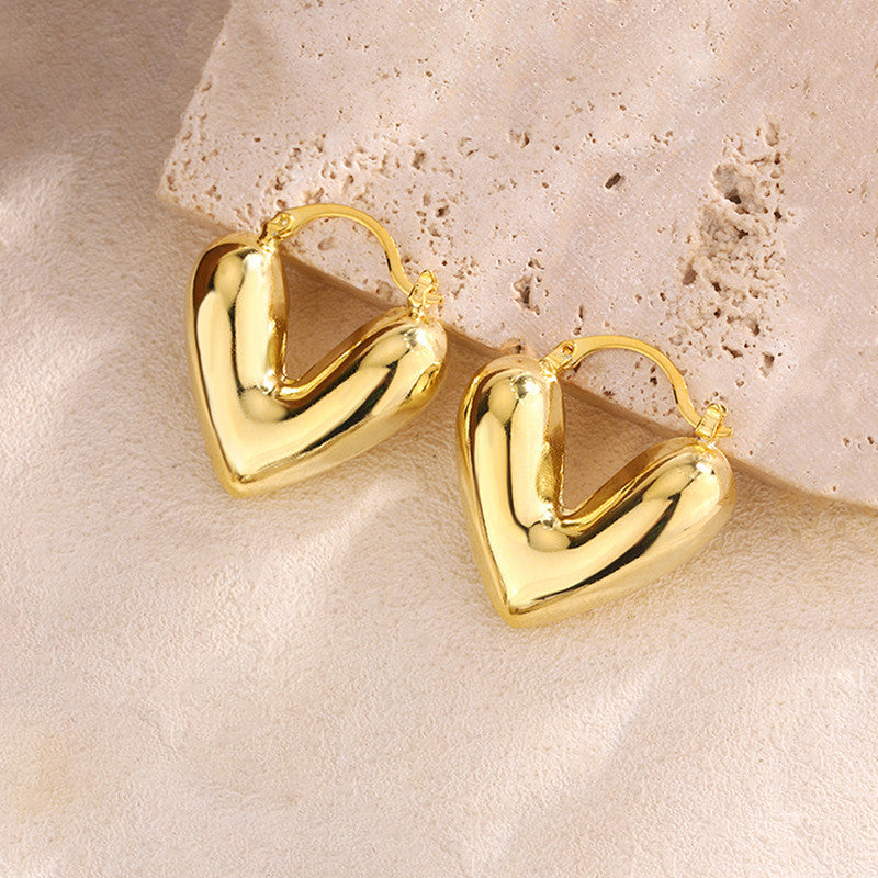 Gold Plated Anti Tarnish Heart Themed Earrings