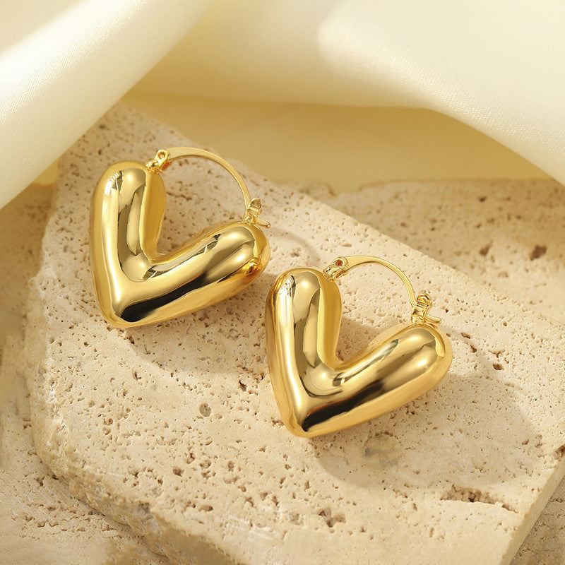 Gold Plated Anti Tarnish Heart Themed Earrings