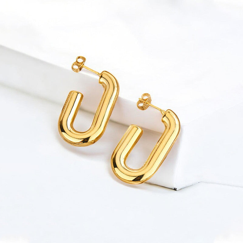 Gold Plated Anti Tarnish Geometrical Statement Hoop Earrings