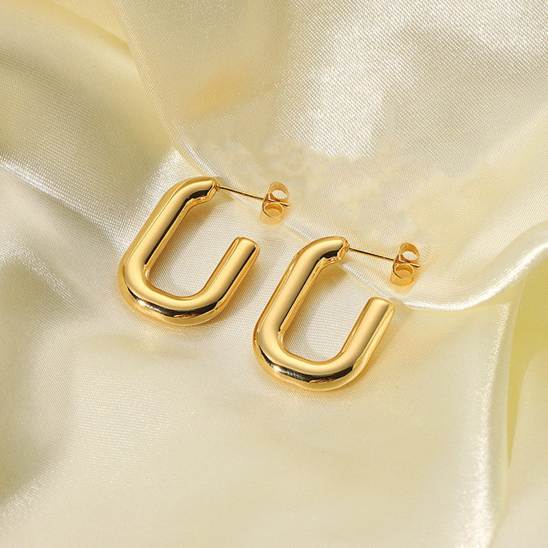 Gold Plated Anti Tarnish Geometrical Statement Hoop Earrings