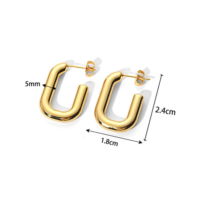 Gold Plated Anti Tarnish Geometrical Statement Hoop Earrings