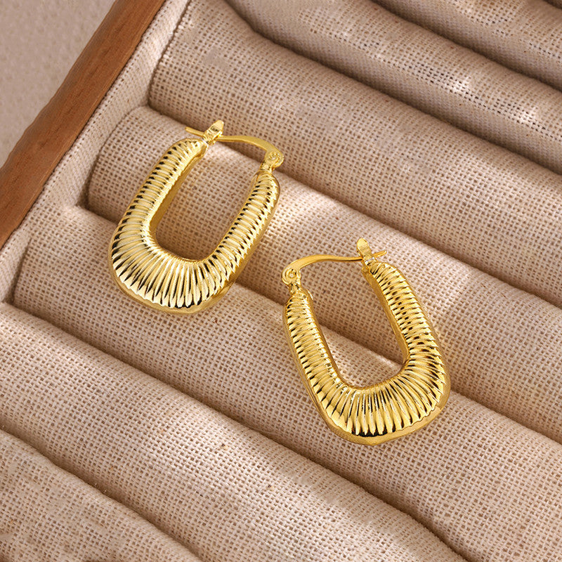 Gold Plated Anti Tarnish Geometrical Statement Hoop Earrings